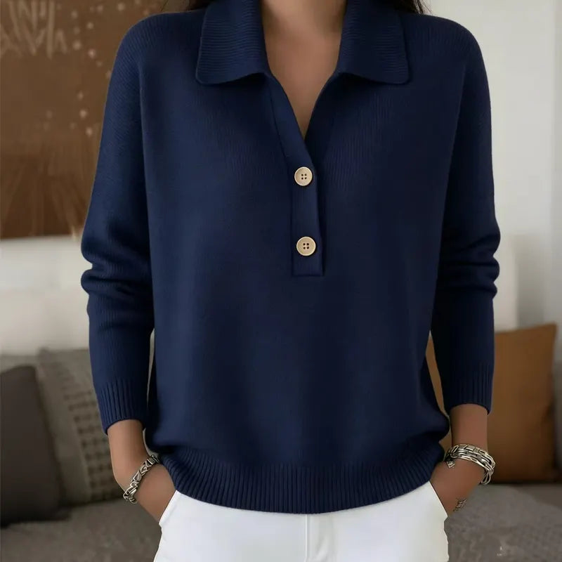 Women's Soft-Touch Collared V-Neck Sweater