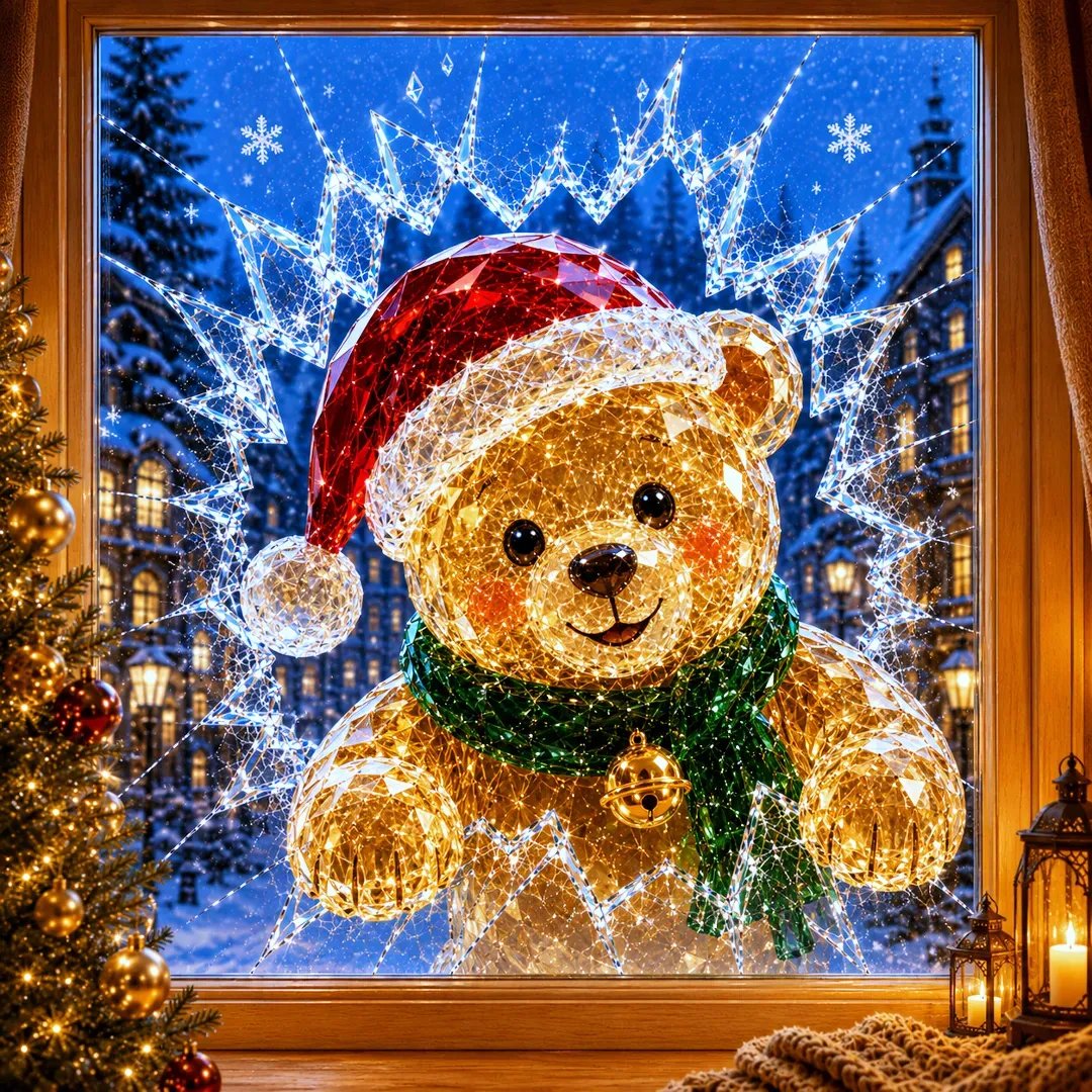 🎄 3D Crystal Christmas Window Decal