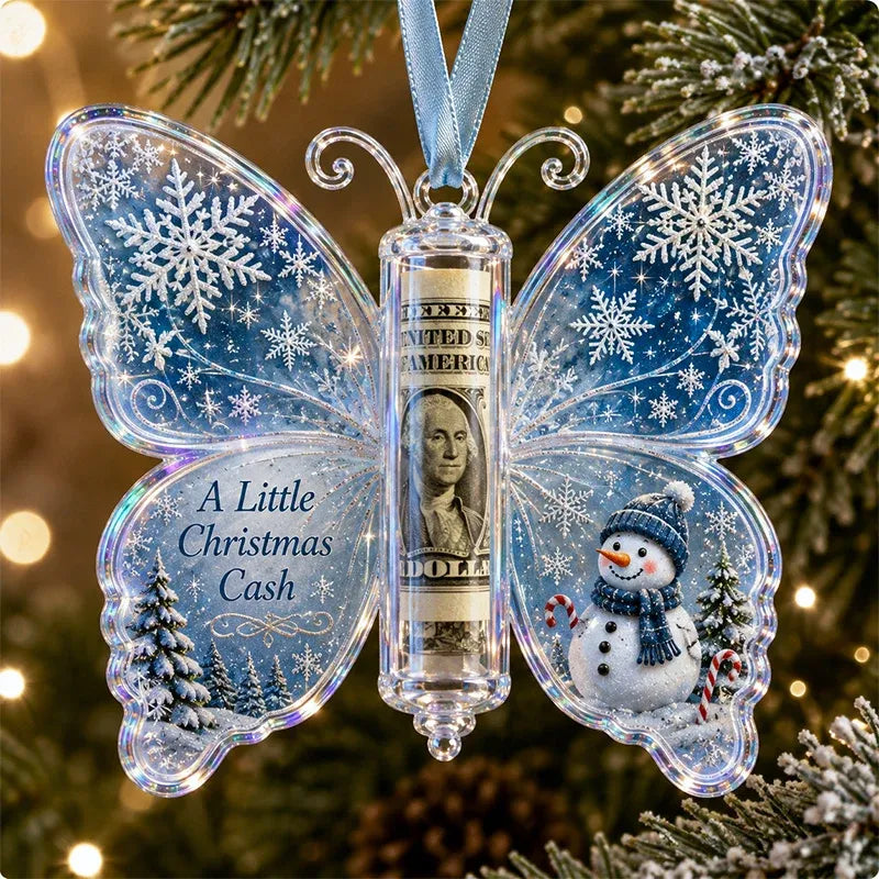 🦋 Christmas Butterfly Cash Gift Ornament