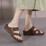 LAST DAY 70% OFF-Women's Orthopedic Wedge Wide Toe Arch Support Leather Sandals