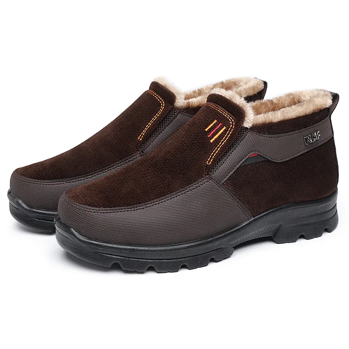 Men's Winter Fleece Waterproof Warm Non-Slip Orthopedic Shoes Snow Ankle Boots (Medical Certification)