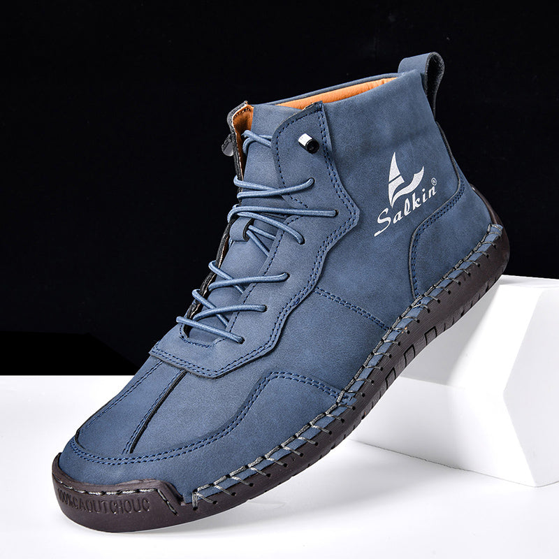 Men's Orthopedic Leather Boots – Waterproof, Non-Slip, Arch Support, Wide Toe, Shock-Absorbing