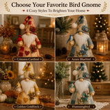 🐦 Patchwork Bird Gnome Light | Farmhouse Holiday Decor