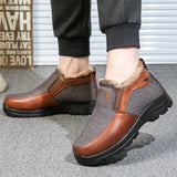 Men's Winter Fleece Waterproof Warm Non-Slip Orthopedic Shoes Snow Ankle Boots (Medical Certification)