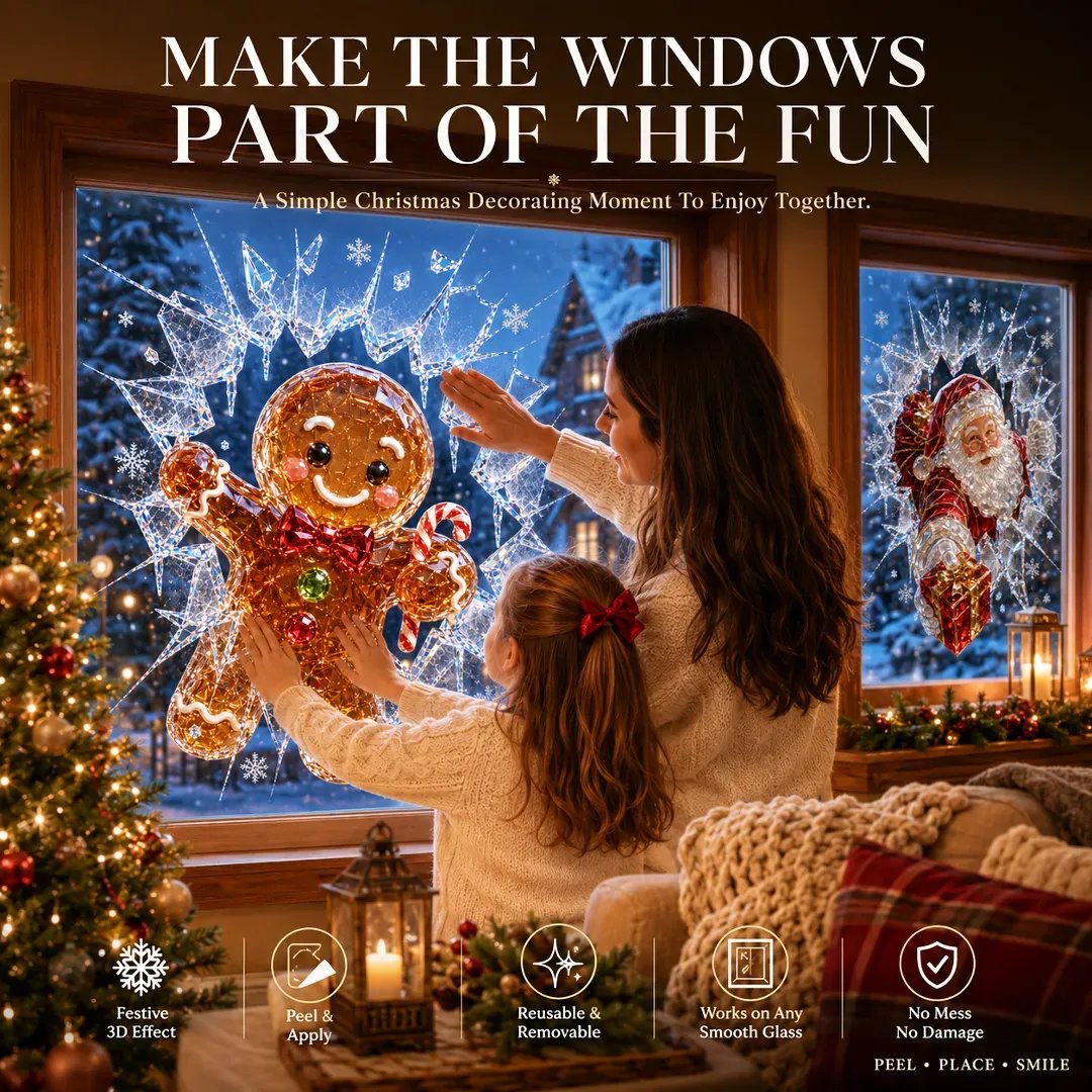 🎄 3D Crystal Christmas Window Decal