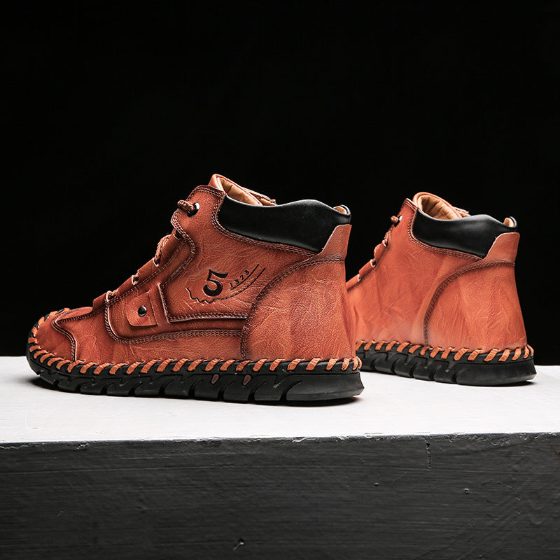 Men's Embossed Cowhide Ankle Boots