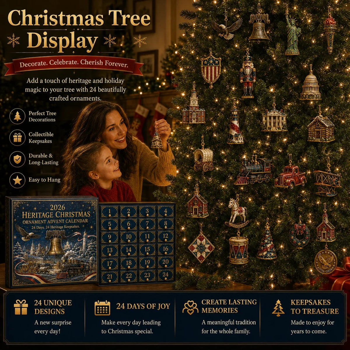 America 250th Anniversary Christmas Advent Calendar – 24 Heritage Keepsakes