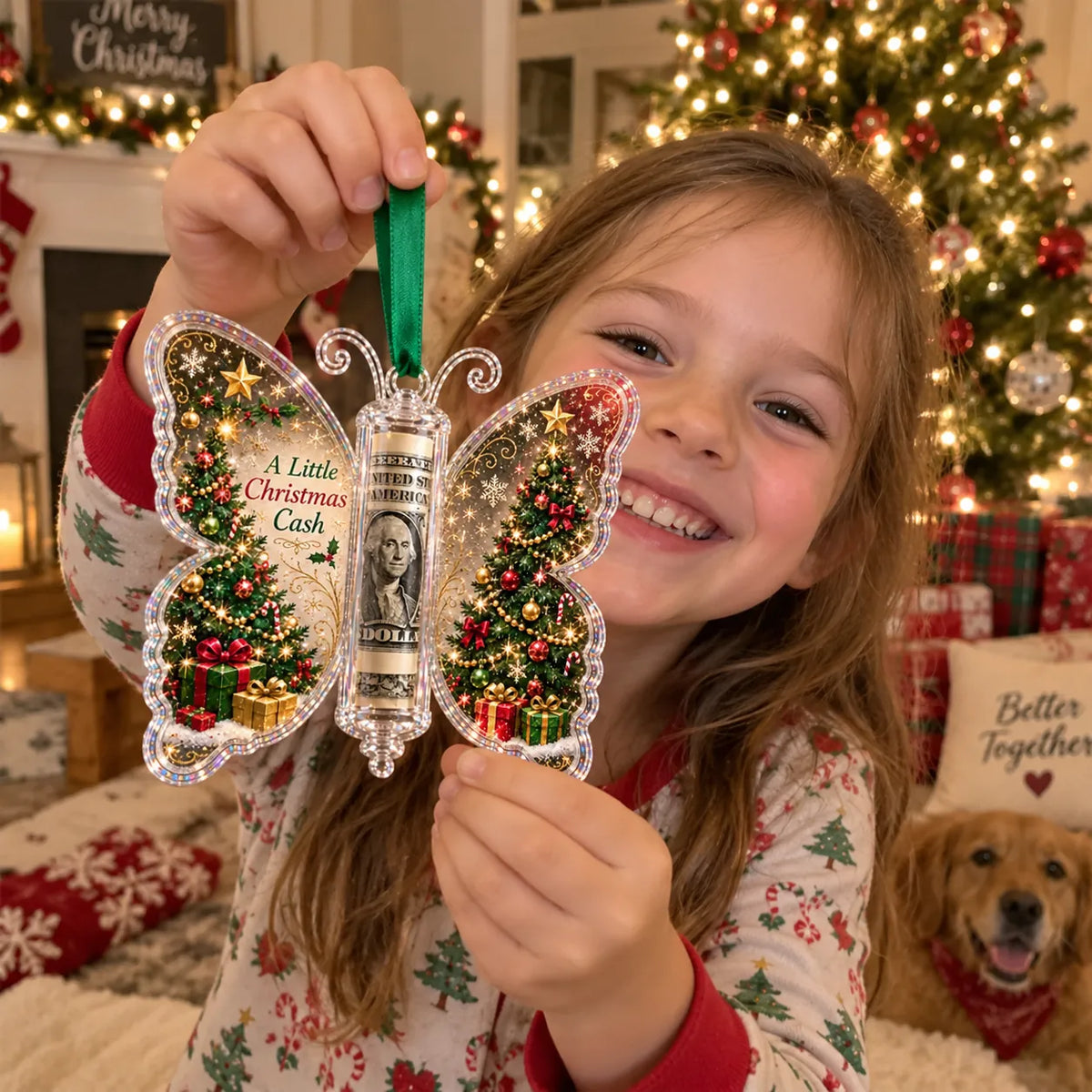 🦋 Christmas Butterfly Cash Gift Ornament