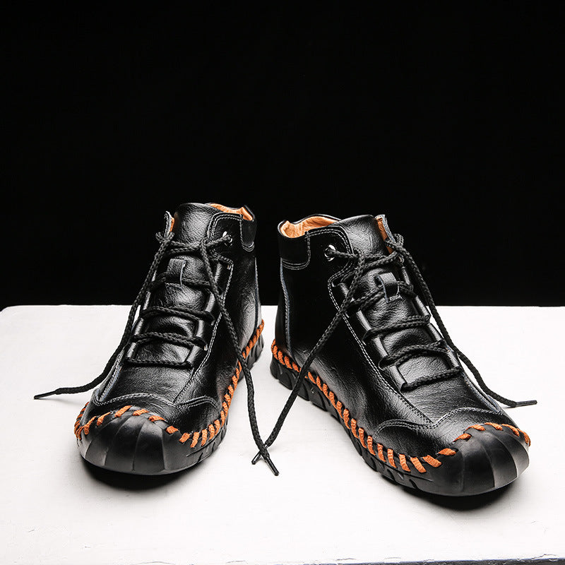 Men's Embossed Cowhide Ankle Boots