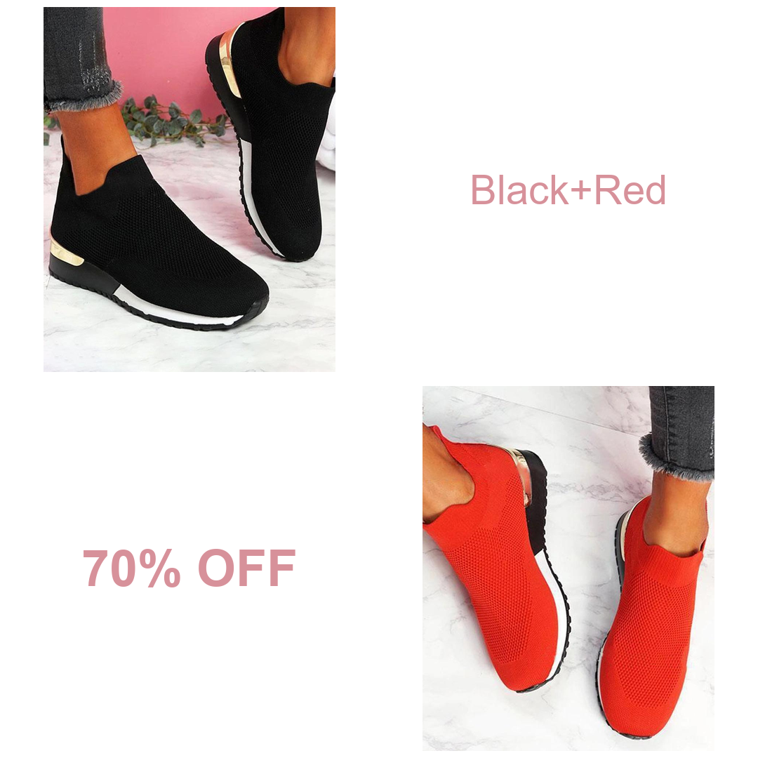 Women's Sneakers Elastic Slip on Flat Walking Shoes