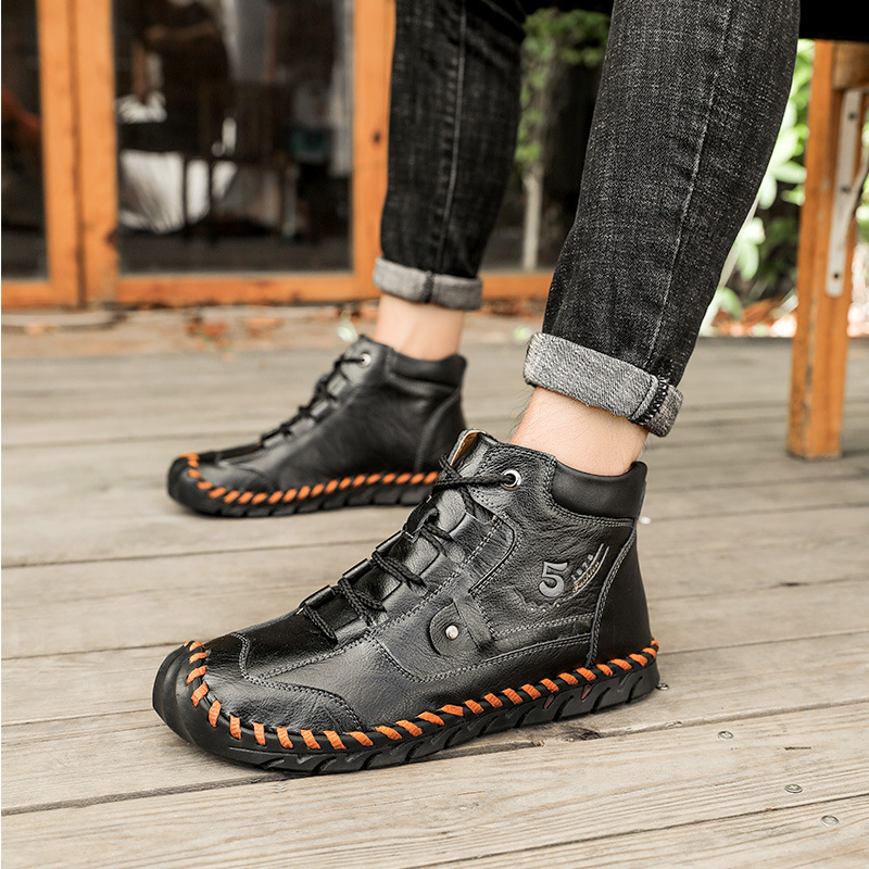 Men's Embossed Cowhide Ankle Boots