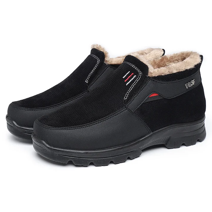 Men's Winter Fleece Waterproof Warm Non-Slip Orthopedic Shoes Snow Ankle Boots (Medical Certification)