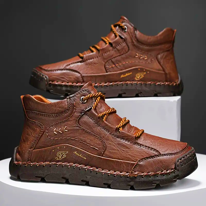 Men's Leather Lace-Up Mid-Top Walking Boots