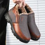 Men's Winter Fleece Waterproof Warm Non-Slip Orthopedic Shoes Snow Ankle Boots (Medical Certification)