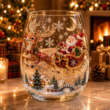 🎄Magical 3D Christmas Glass Cups – Santa, Reindeer, Snowman & Tree