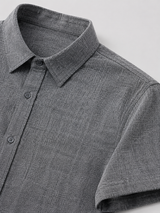 Calder shirt collar, placket and seam details