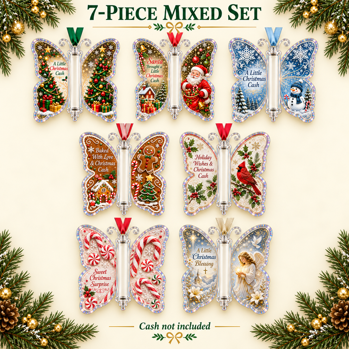 🦋 Christmas Butterfly Cash Gift Ornament