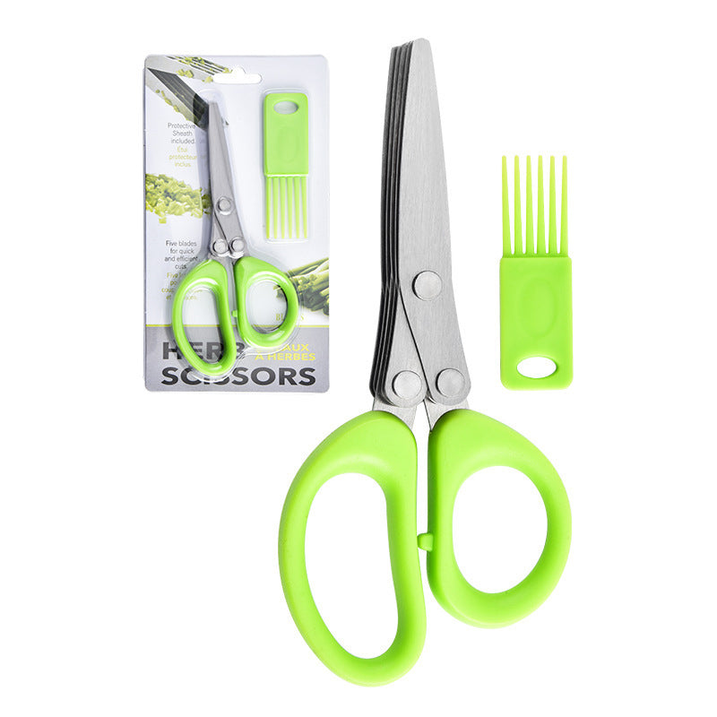 🌿 5-Blade Stainless Steel Herb Scissors - Quick Kitchen Prep