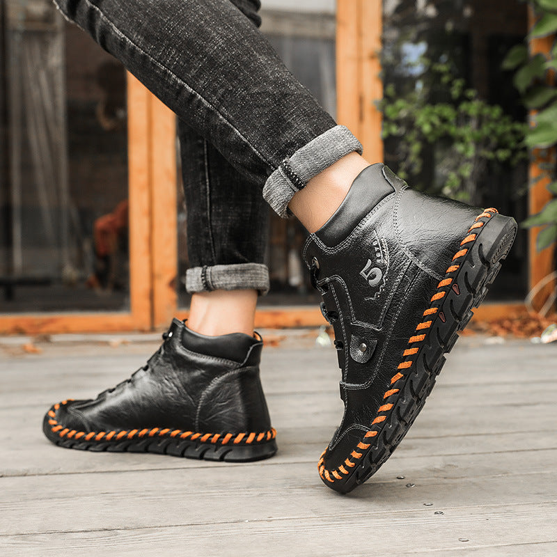 Men's Embossed Cowhide Ankle Boots
