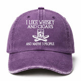 🥃 I Like Whisky, Cigars & Maybe 3 People Vintage Washed Cap 🚬