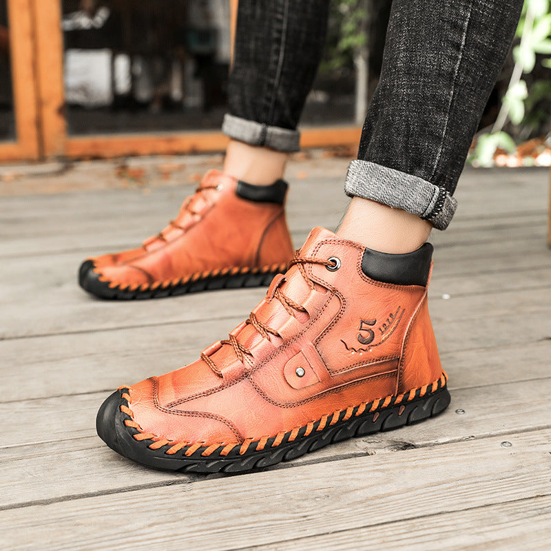 Men's Embossed Cowhide Ankle Boots