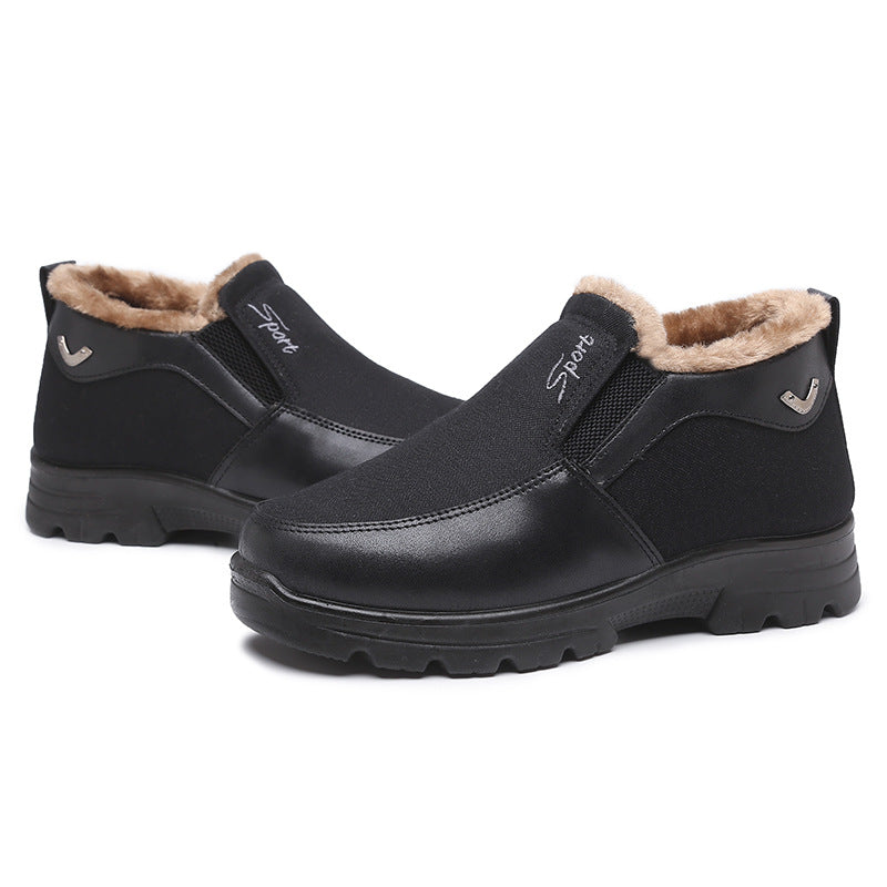 Men's Winter Fleece Waterproof Warm Non-Slip Orthopedic Shoes Snow Ankle Boots (Medical Certification)