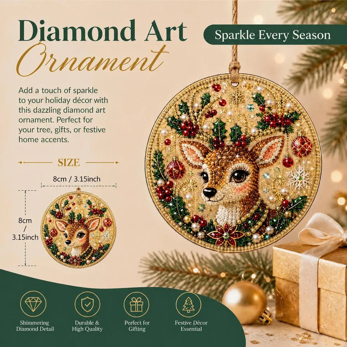 🎁🎄DIY Diamond Painting Christmas Ornaments Kit - Holiday Home Decor (6/12 Pcs)
