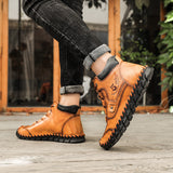 Men's Embossed Cowhide Ankle Boots