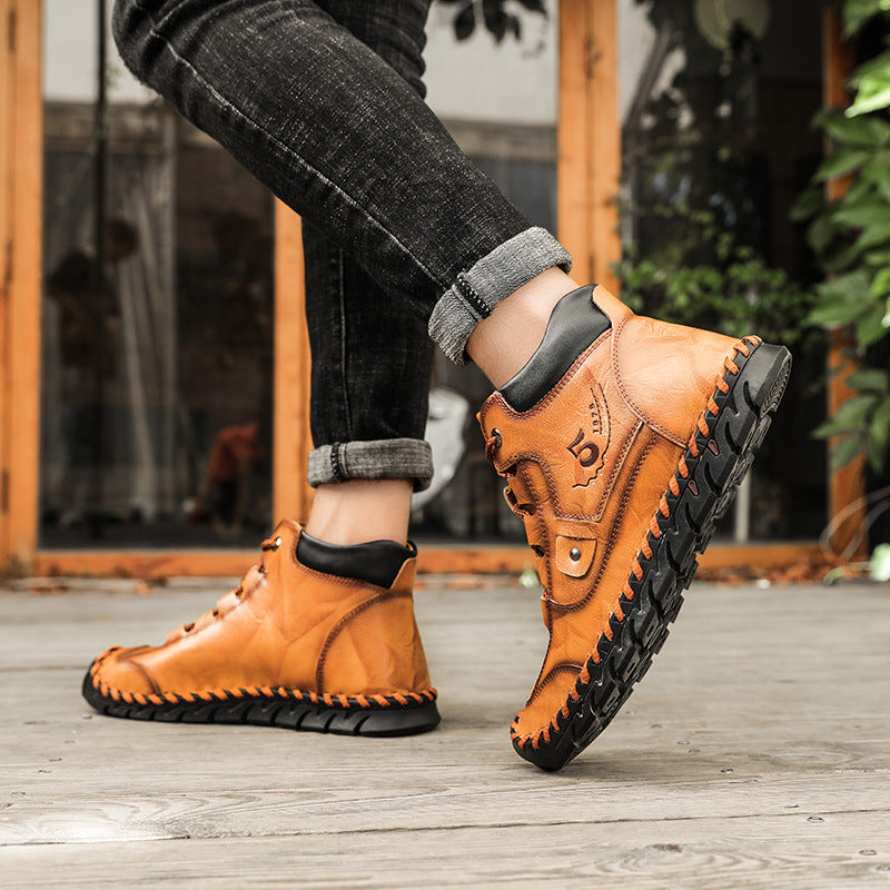 Men's Embossed Cowhide Ankle Boots