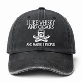 🥃 I Like Whisky, Cigars & Maybe 3 People Vintage Washed Cap 🚬