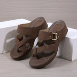 LAST DAY 70% OFF-Women's Orthopedic Wedge Wide Toe Arch Support Leather Sandals