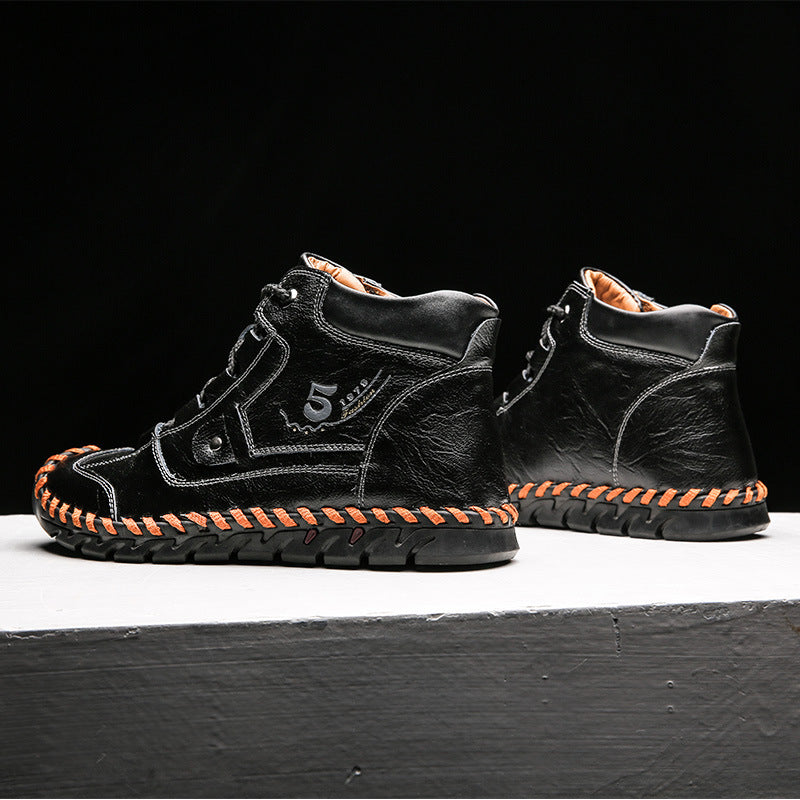 Men's Embossed Cowhide Ankle Boots