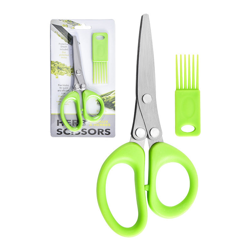 🌿 5-Blade Stainless Steel Herb Scissors - Quick Kitchen Prep