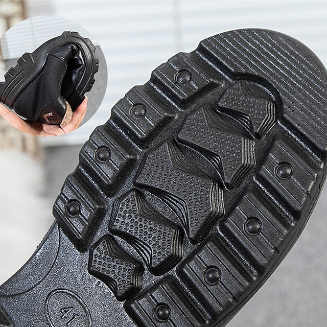 Men's Winter Fleece Waterproof Warm Non-Slip Orthopedic Shoes Snow Ankle Boots (Medical Certification)