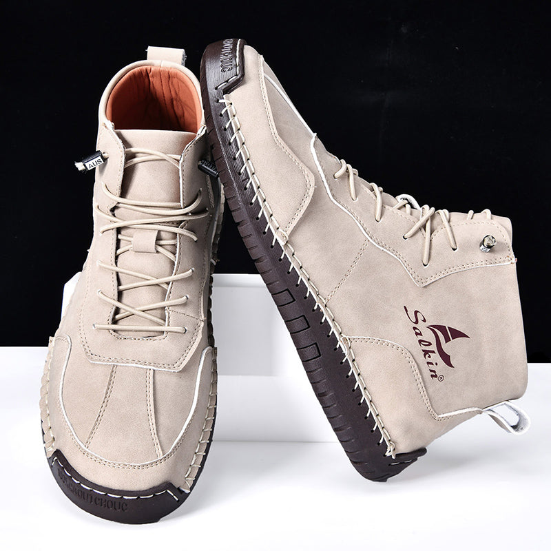 Men's Orthopedic Leather Boots – Waterproof, Non-Slip, Arch Support, Wide Toe, Shock-Absorbing