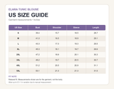 US size guide in inches for the Elara tunic blouse