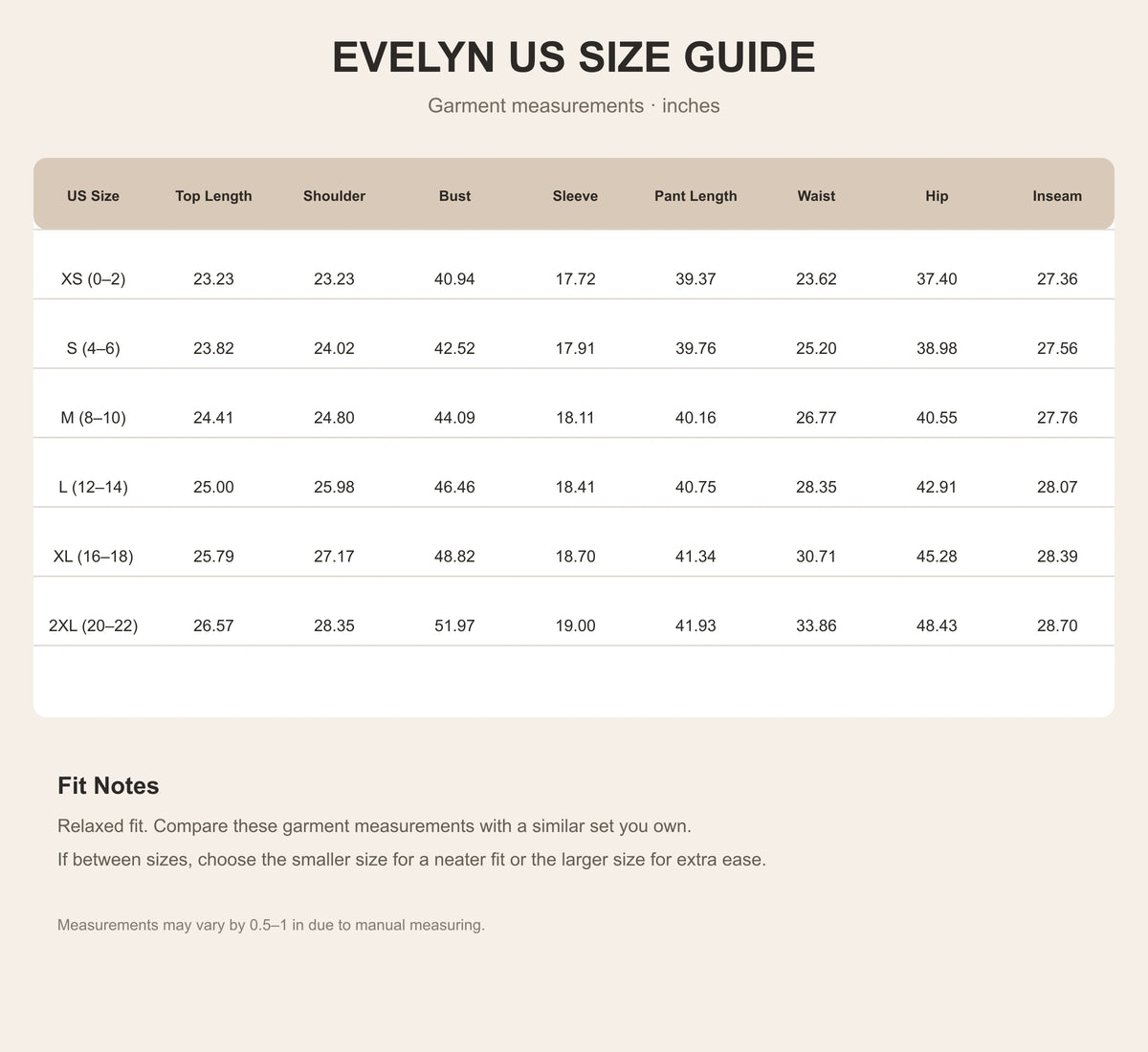 size guide