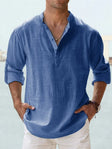 🔥 Chemise décontractée pour homme en coton et lin à manches longues