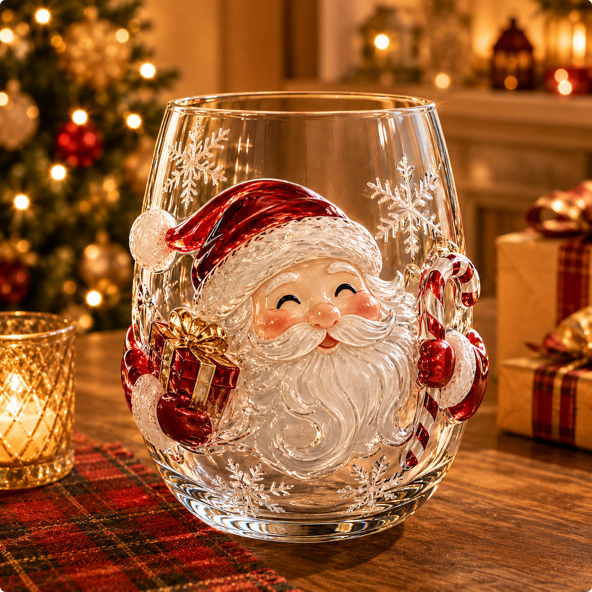 🎄Magical 3D Christmas Glass Cups – Santa, Reindeer, Snowman & Tree