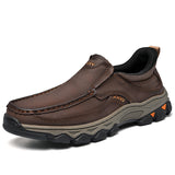 Men's Easy-On Genuine Leather Slip-On Walking Shoes