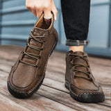 Men's Leather Lace-Up Mid-Top Walking Boots