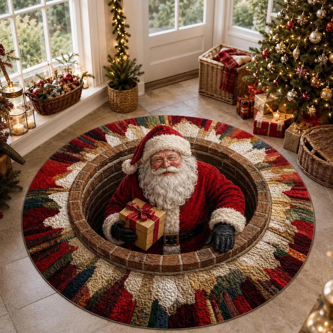 🎅 3D Santa Christmas Illusion Rug