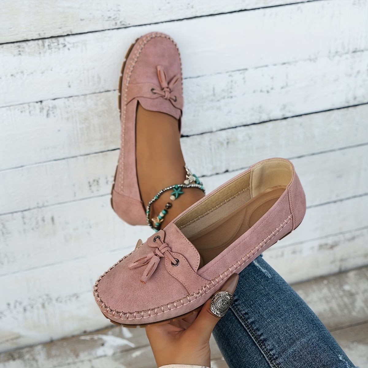 Women's Plus Size Wheat Ear Decoration Light And Comfortable Soft Loafers