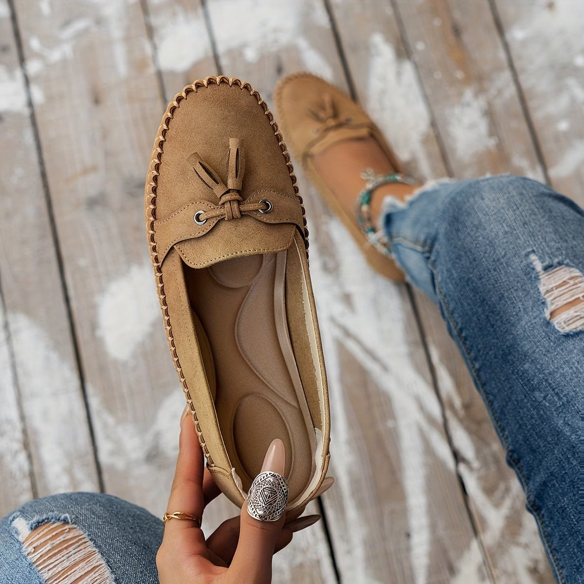 Women's Plus Size Wheat Ear Decoration Light And Comfortable Soft Loafers