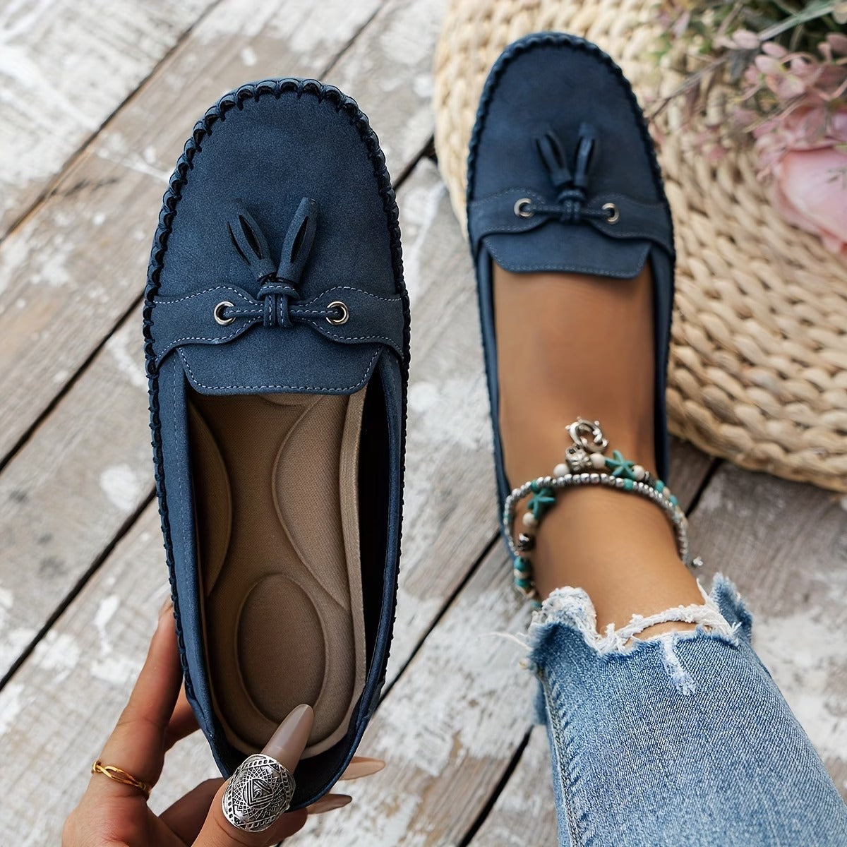 Women's Plus Size Wheat Ear Decoration Light And Comfortable Soft Loafers