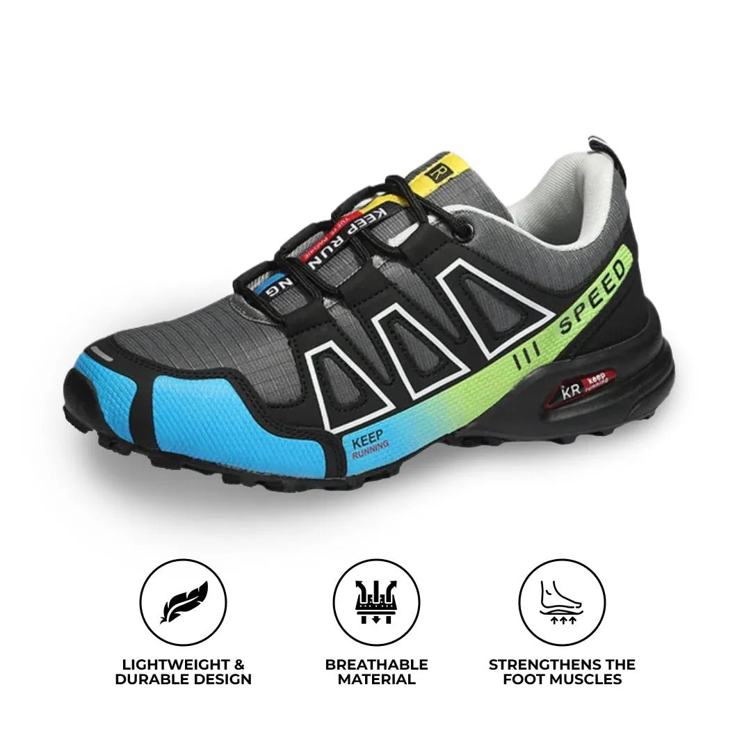 Unisex Colorblock Lace-Up Walking Shoes with Cushioned Sole