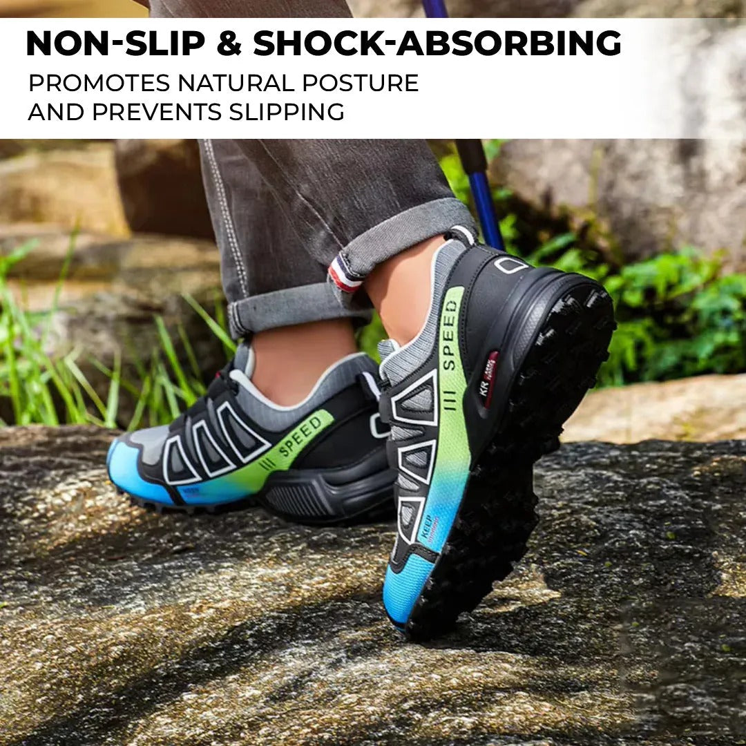 Unisex Colorblock Lace-Up Walking Shoes with Cushioned Sole