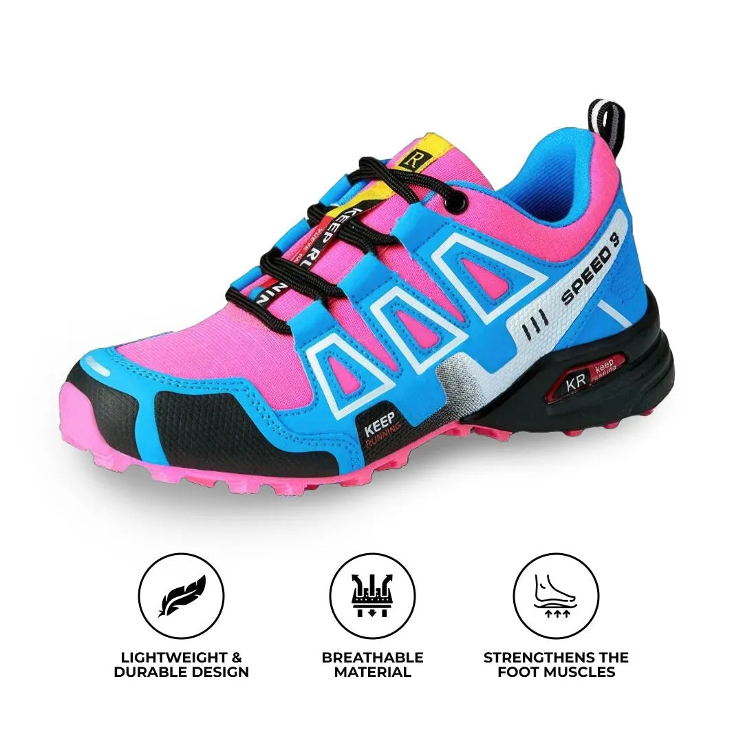 Unisex Colorblock Lace-Up Walking Shoes with Cushioned Sole