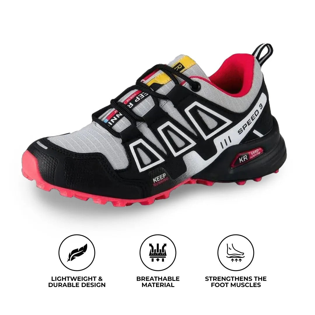 Unisex Colorblock Lace-Up Walking Shoes with Cushioned Sole