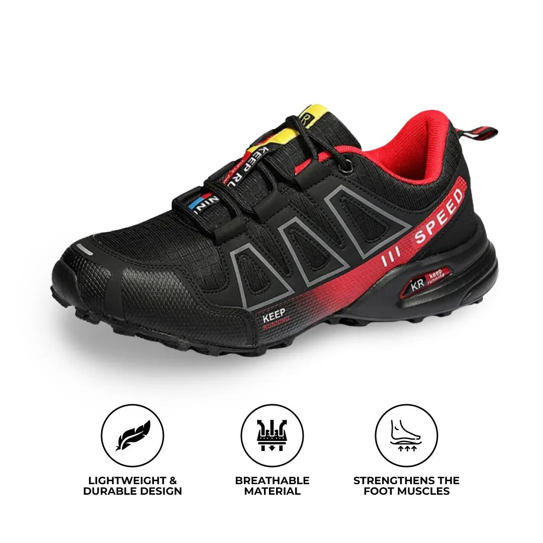 Unisex Colorblock Lace-Up Walking Shoes with Cushioned Sole